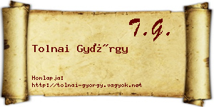 Tolnai György névjegykártya